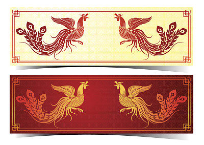 金红色凤凰插画