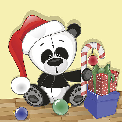 圣诞节熊猫装饰