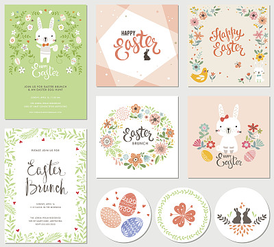 花卉环绕的圆形装饰矢量图案