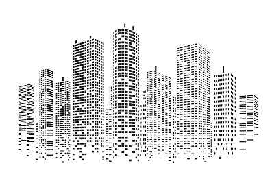 城市剪影高楼大厦矢量图