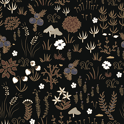 蘑菇四方连续印花图案