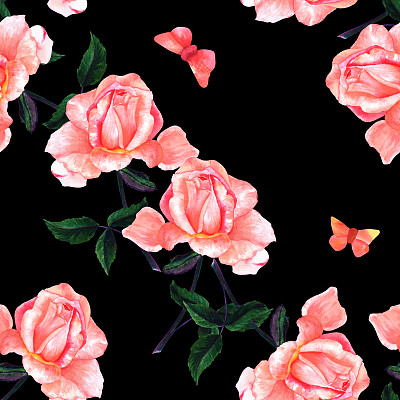 粉色花卉植物无缝图案