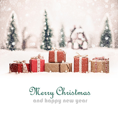 冬季雪景圣诞装饰背景图