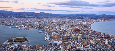 日本北海道函馆俯瞰城市夜景