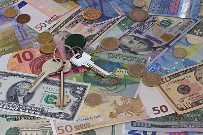 欧元纸币的背景