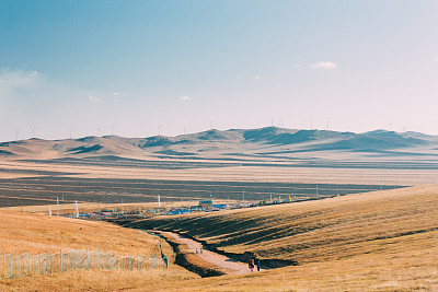 内蒙古空旷无人的道路