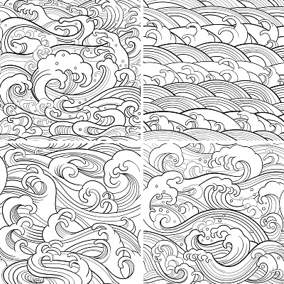 海水图案中式图案