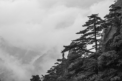 云雾中的黄山风景