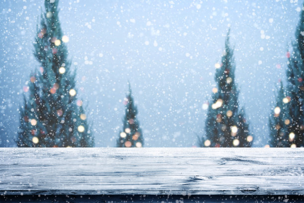 冬季雪景圣诞装饰背景图