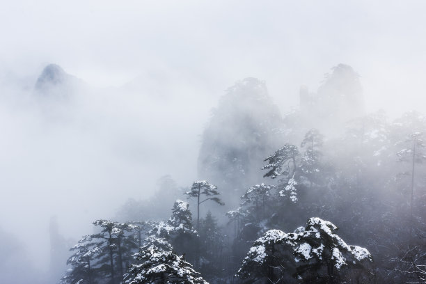 云雾中的黄山风景