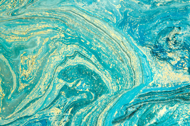 蓝色抽象水纹大理石纹理背景