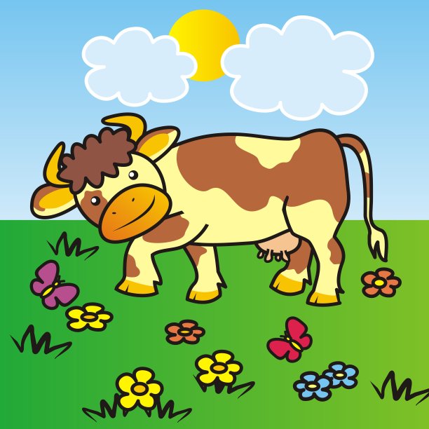 可爱牛插画
