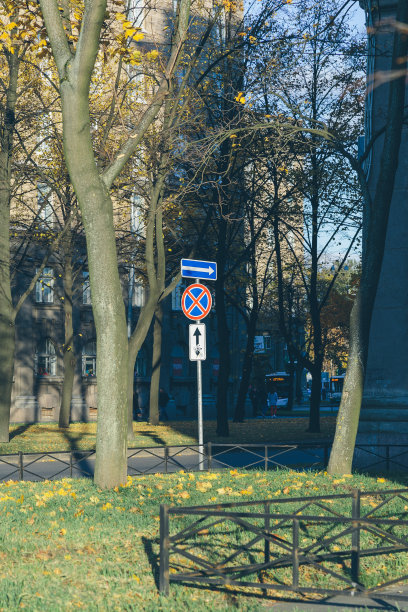 禁止停车红色蓝色标识标牌