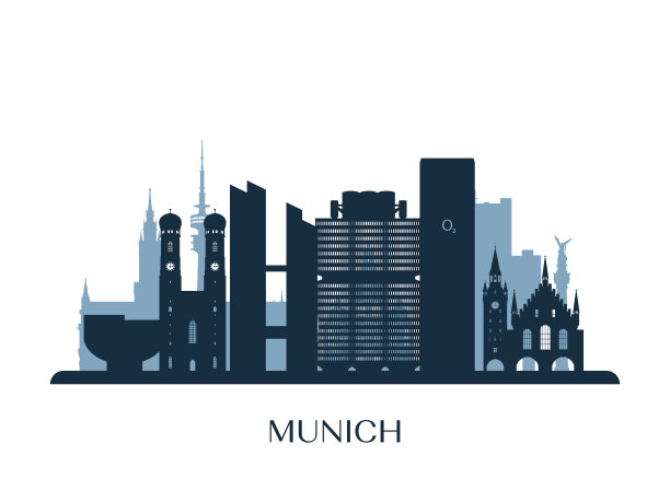 慕尼黑地标天际线海报