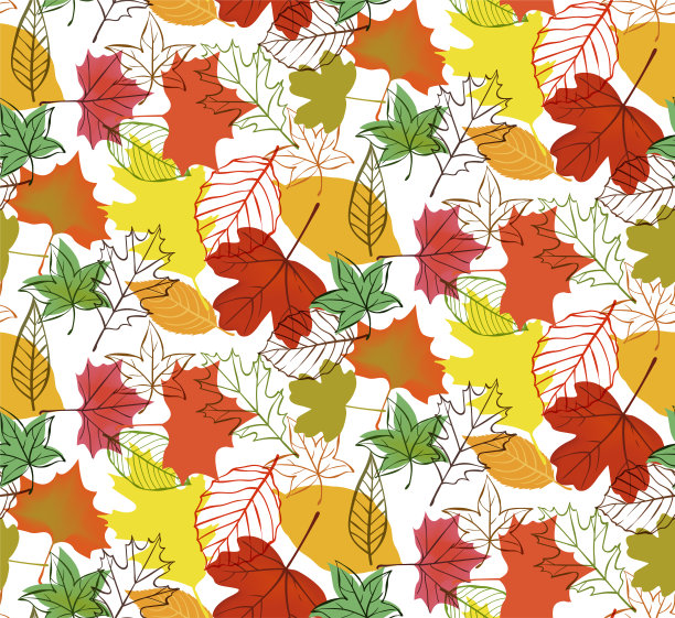 多彩枫叶无缝图案矢量背景