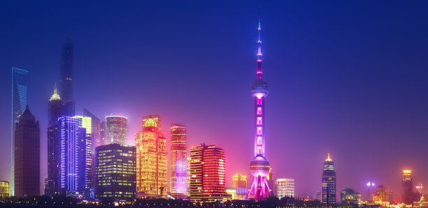 上海浦东新区高楼大厦夜景