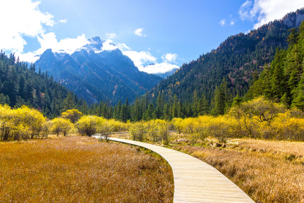 四川九寨沟秋冬景色