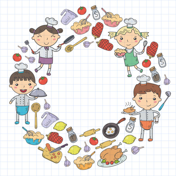 卡通可爱小男孩厨师