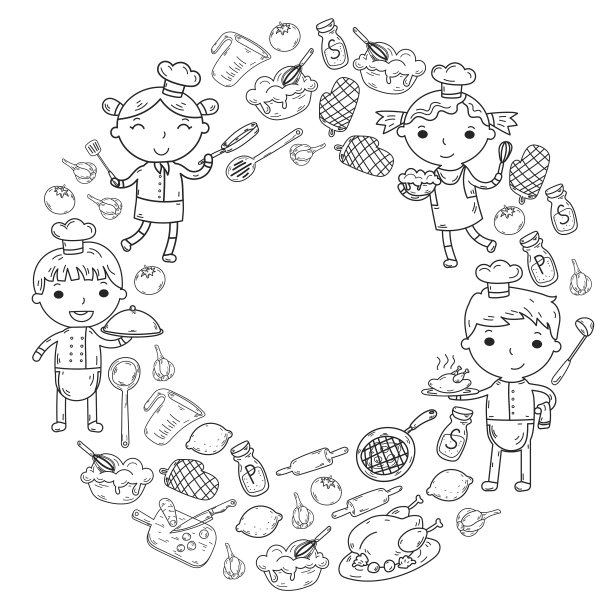 卡通可爱小男孩厨师