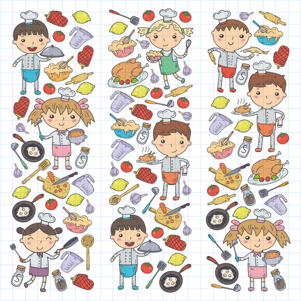 卡通可爱小男孩厨师