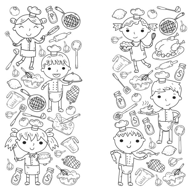 卡通可爱小男孩厨师