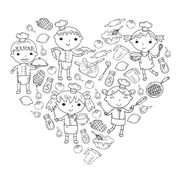 卡通可爱小男孩厨师