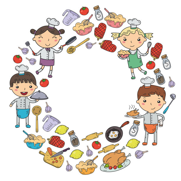 卡通可爱小男孩厨师