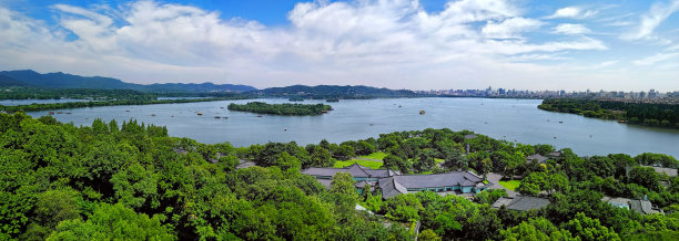 航拍杭州西湖风景