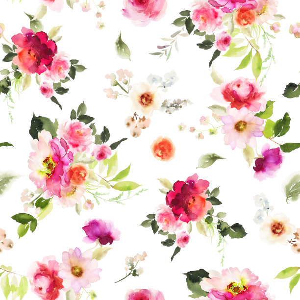 粉色花卉植物无缝图案