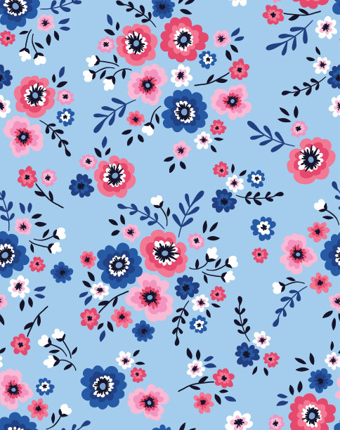 粉色花卉植物无缝图案