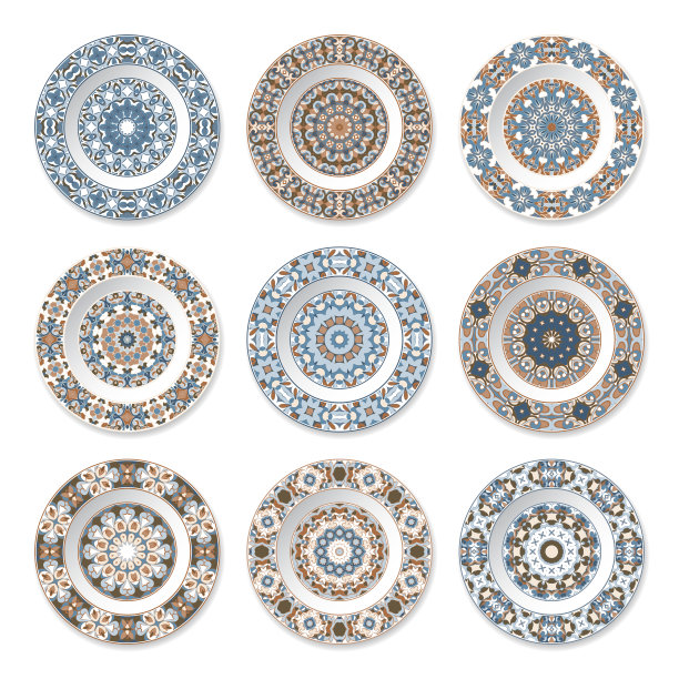 精美蓝绿色圆形花纹图案