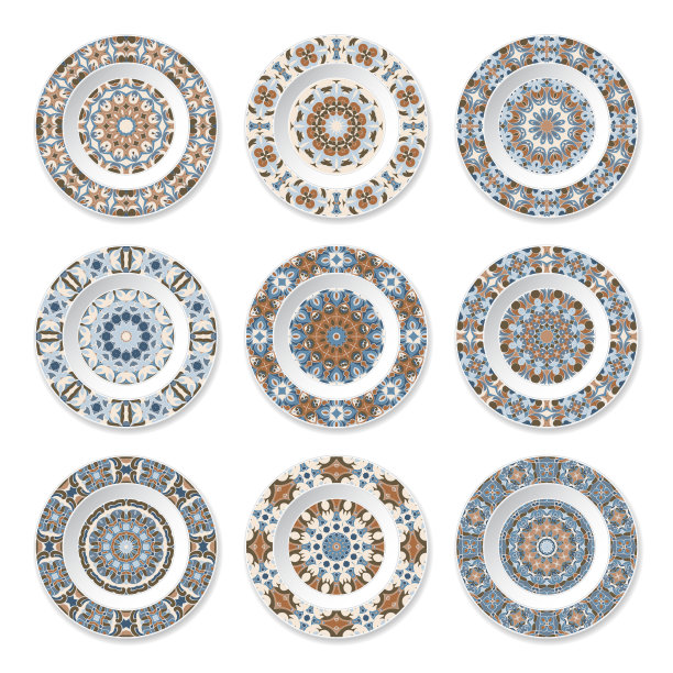 精美蓝绿色圆形花纹图案