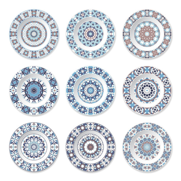 精美蓝绿色圆形花纹图案