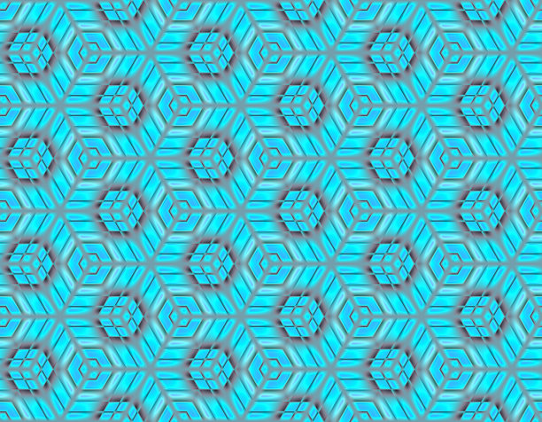 蓝绿几何六边形无缝图案