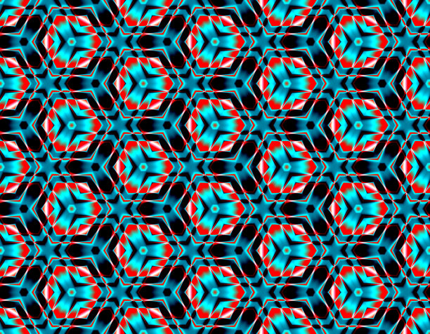 蓝绿几何六边形无缝图案