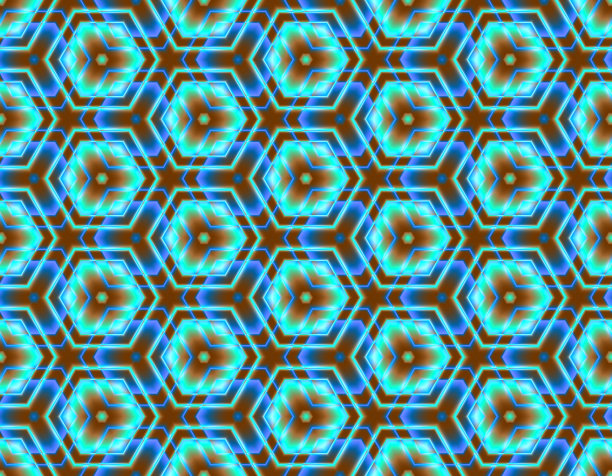 蓝绿几何六边形无缝图案