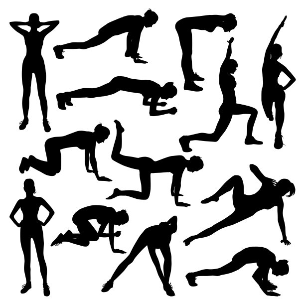 体育运动体操瑜伽体式人物剪影