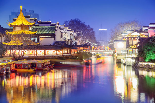 江苏南京城市风光建筑夜景