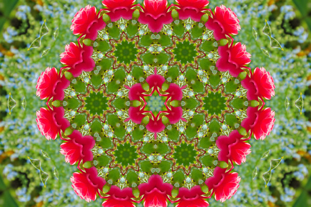 多彩几何花卉拼接图案