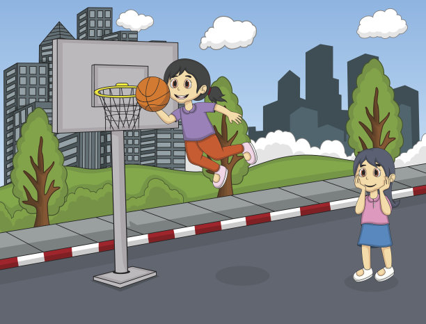 儿童篮球卡通插画