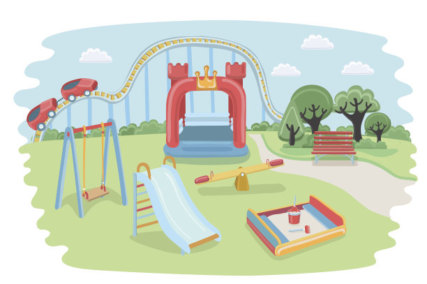 荡秋千可爱卡通