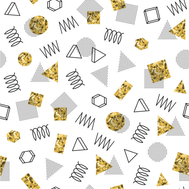 金色几何线条无缝图案