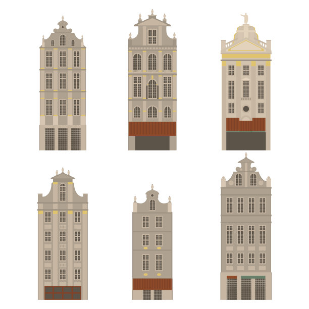 比利时地标建筑插画