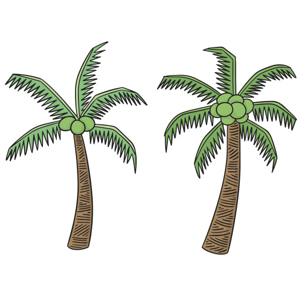 可爱矢量度假元素绿色