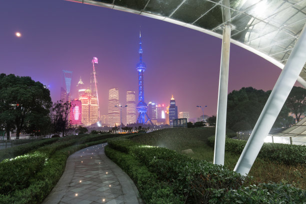 上海浦东建筑群夜景