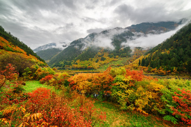 四川九寨沟秋冬景色