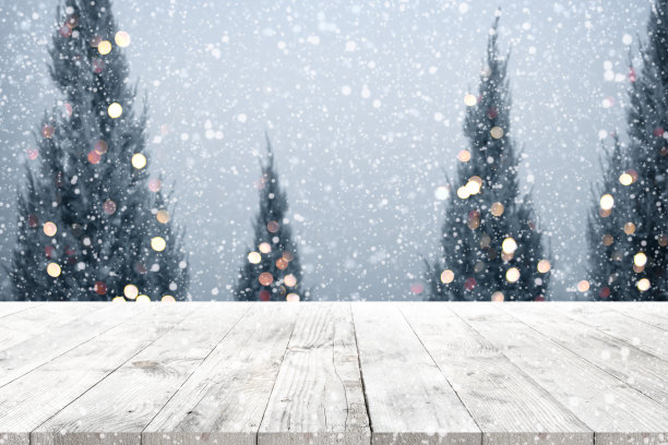 冬季雪景圣诞装饰背景图