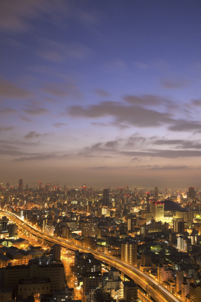 日本大阪清晨城市景观