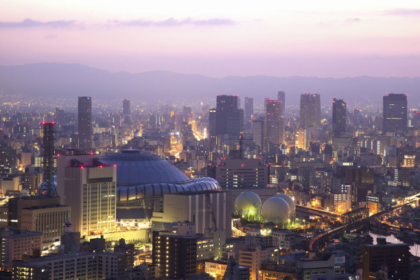 日本大阪清晨城市景观