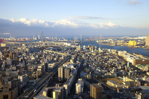 日本大阪清晨城市景观